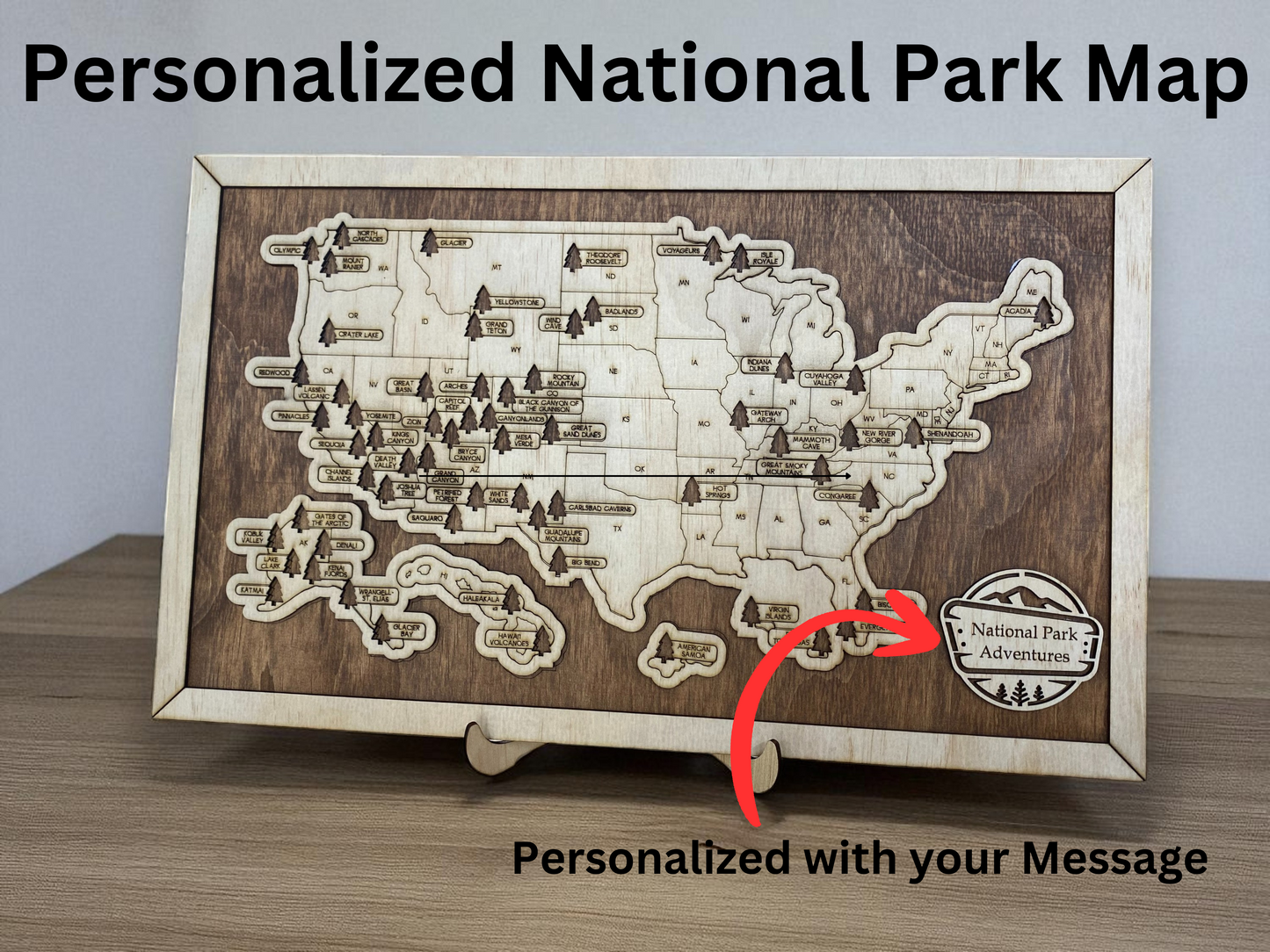 Personalized National Park Map, National Park Sign, Wooden, Gift, US National Parks Sign