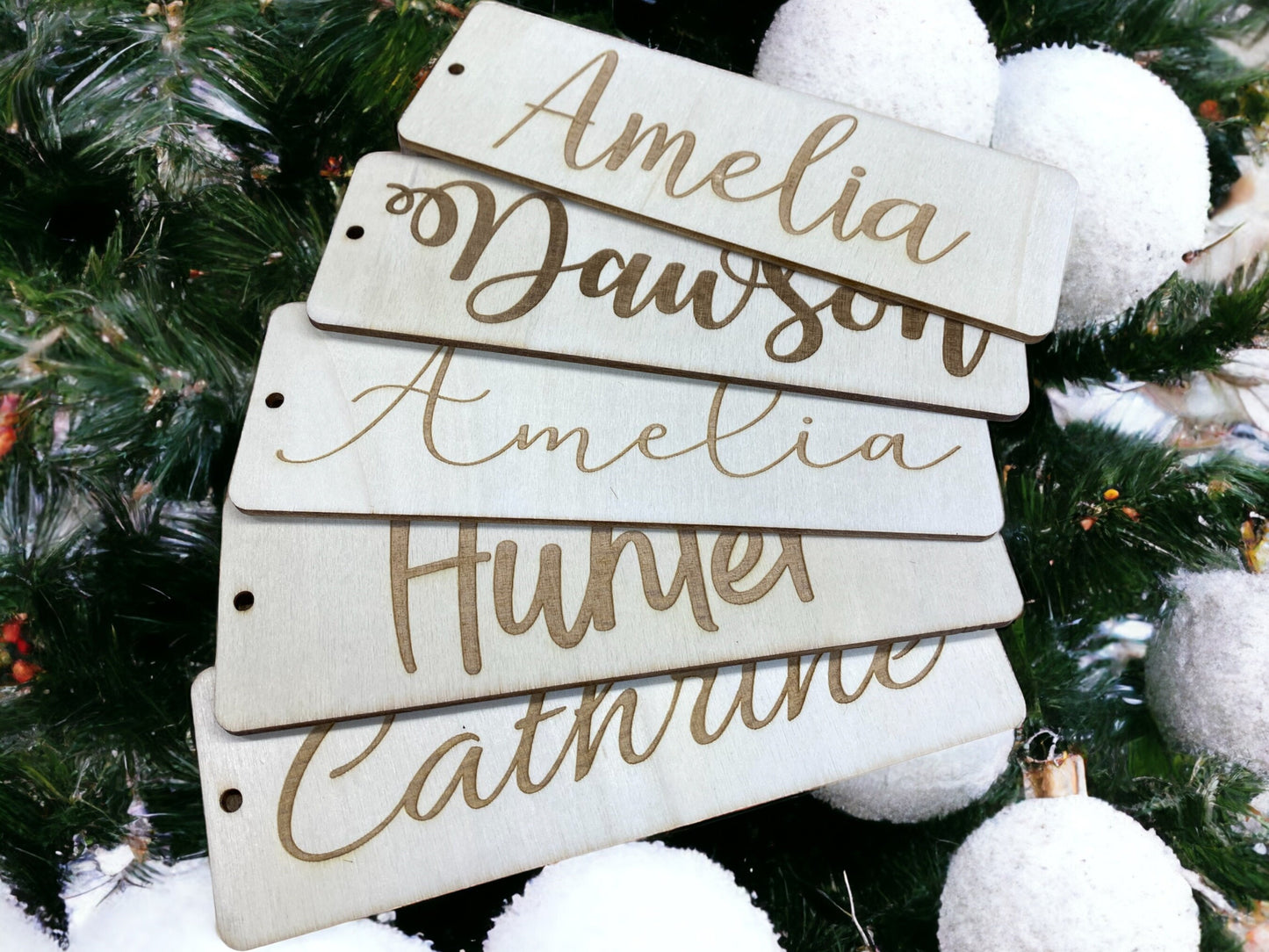 Personalized Engraved Wood Gift Tags: Custom Christmas Stocking Tags