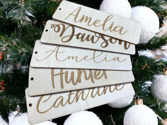 Personalized Engraved Wood Gift Tags: Custom Christmas Stocking Tags