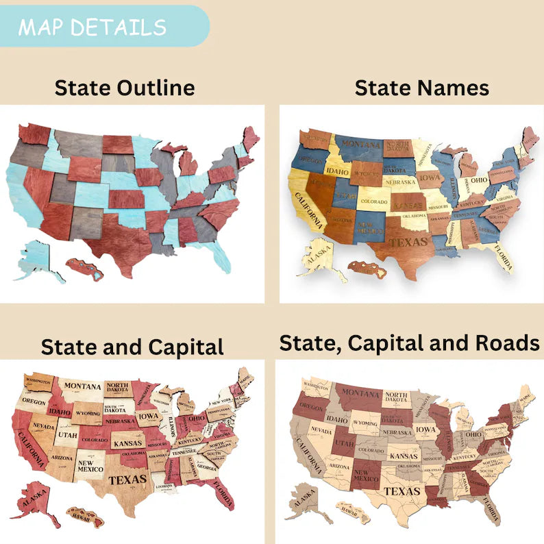 United States Map, US Push Pin Map, Wood Map Of United States, Wood United States Map, USA Wooden Wall Map